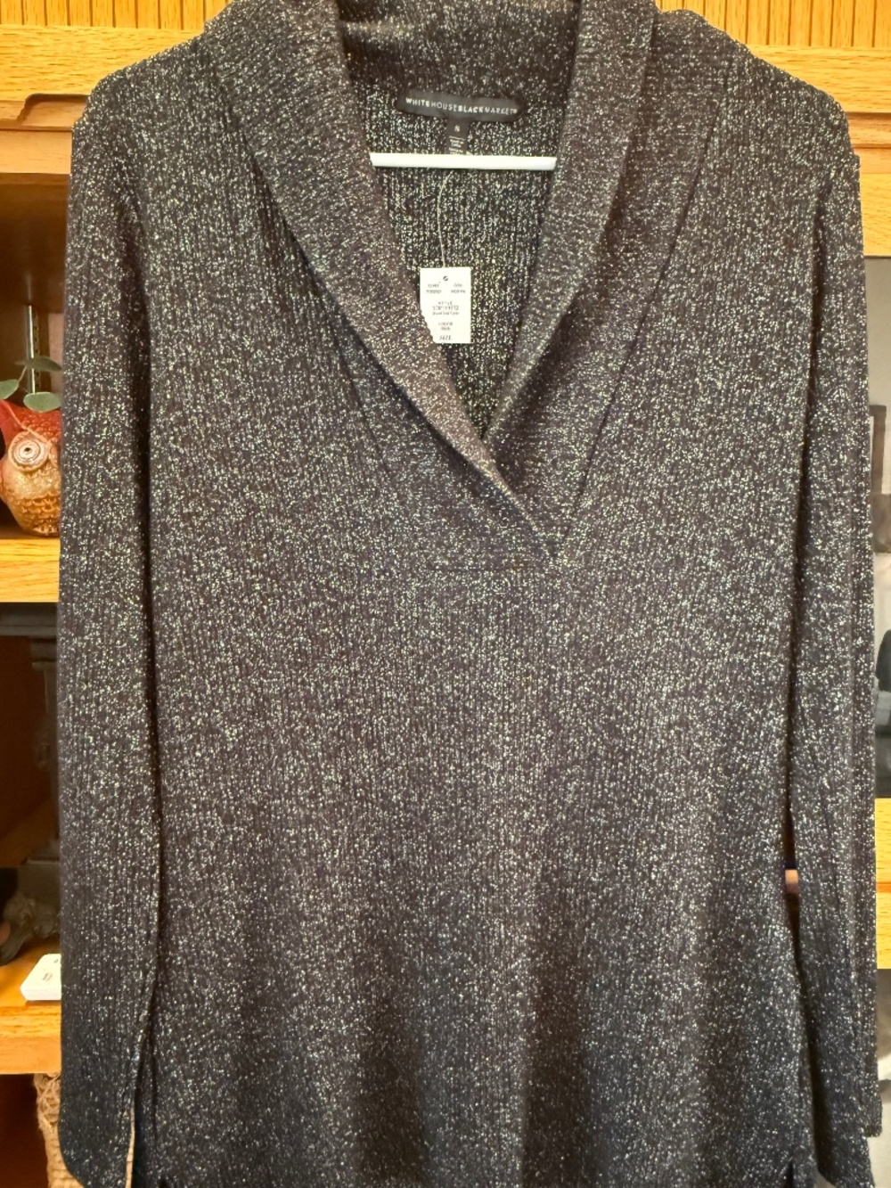BNWT White House Black Market Black and Silver Glittery Top, Small